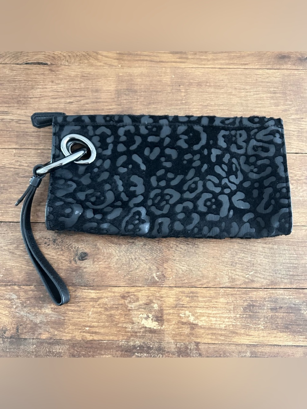 Diane Von Furstenberg Sutra Real Calf Hair Animal Print Wristlet